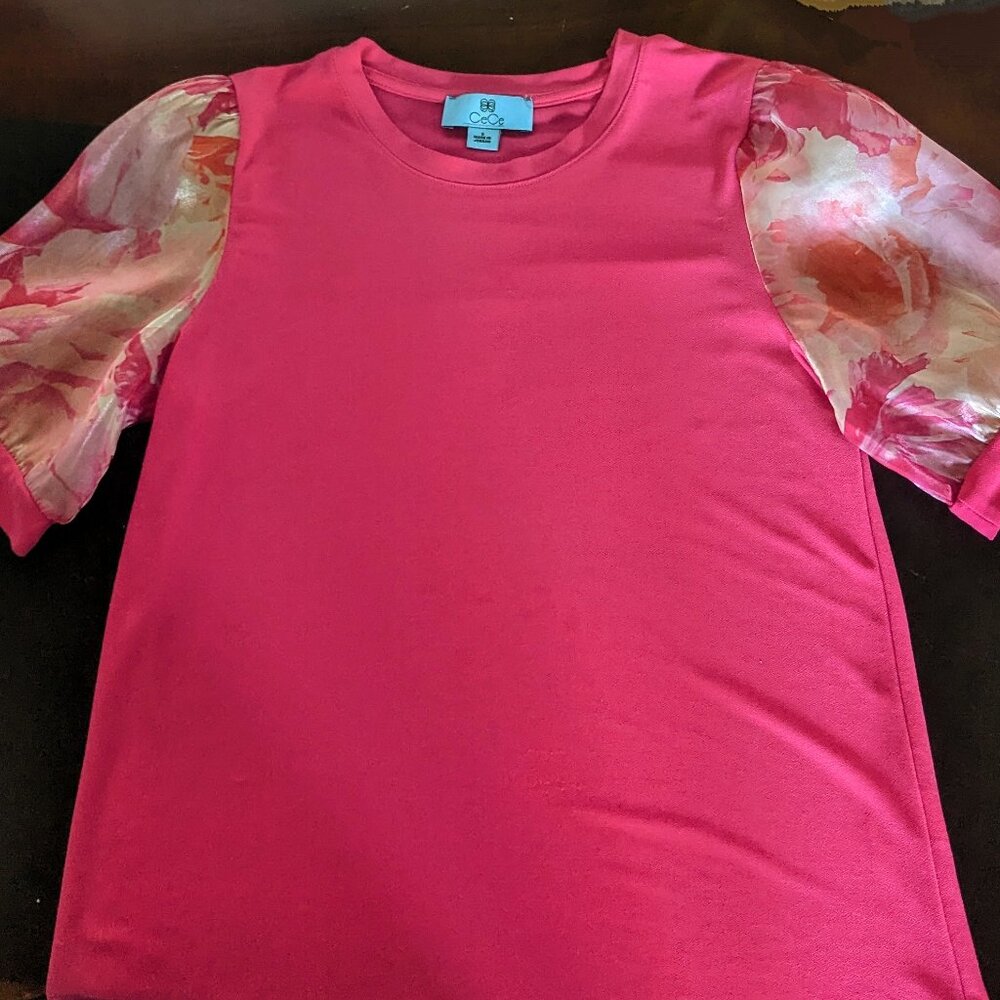 Norstrom - CeCe Floral Pull-over Crewneck Top with Floral Puff Sleeves